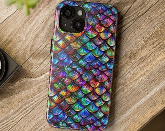 Rainbow Dragon Scales Tough iPhone-hoesje - Fantasy telefoonbescherming (meerdere modellen, iPhone 7-15)