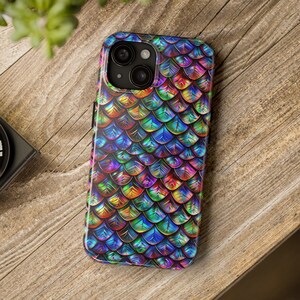 Rainbow Dragon Scales Tough iPhone Case - Fantasy Phone Protection (multiple models, iPhone 7-15)