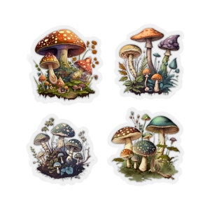 Whimsigoth Mushroom Kiss-Cut Stickers - Witchy Botanical Decals for Dark Fantasy Lovers