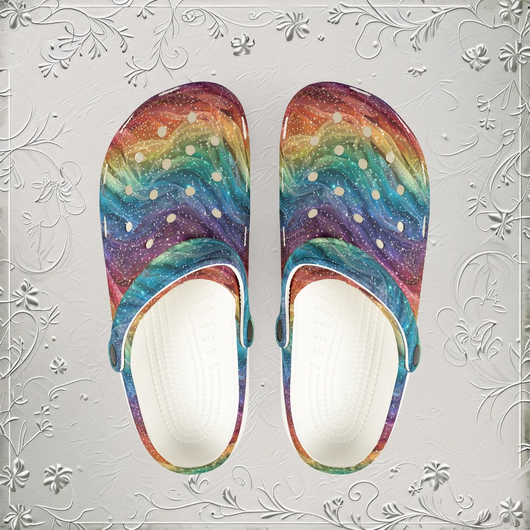 Shiny Clogs Rainbow Glitter Clogs Custom Pride Month Shoes for Women and Men EVA ...