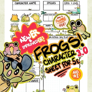 Frog Pond 3.0: FORM FILLABLE DnD 5e Character Sheet