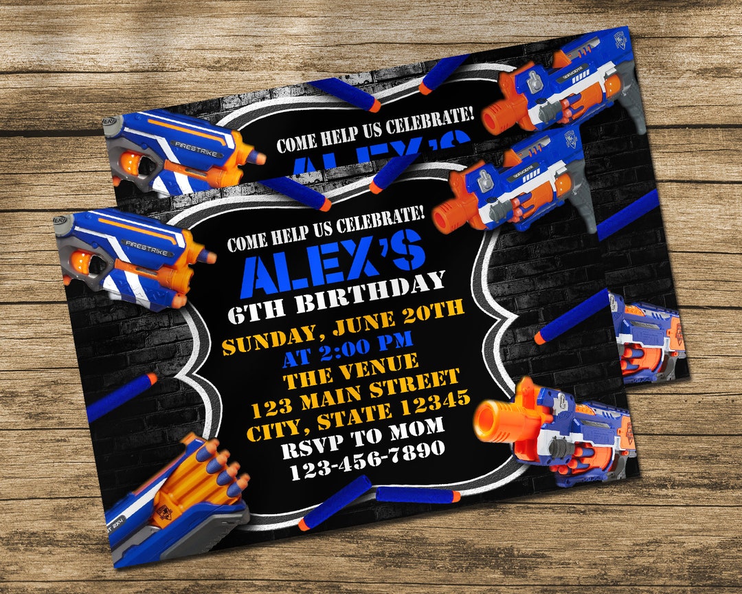 Digital Birthday Invitation Nerf Party Invitation Nerf Etsy