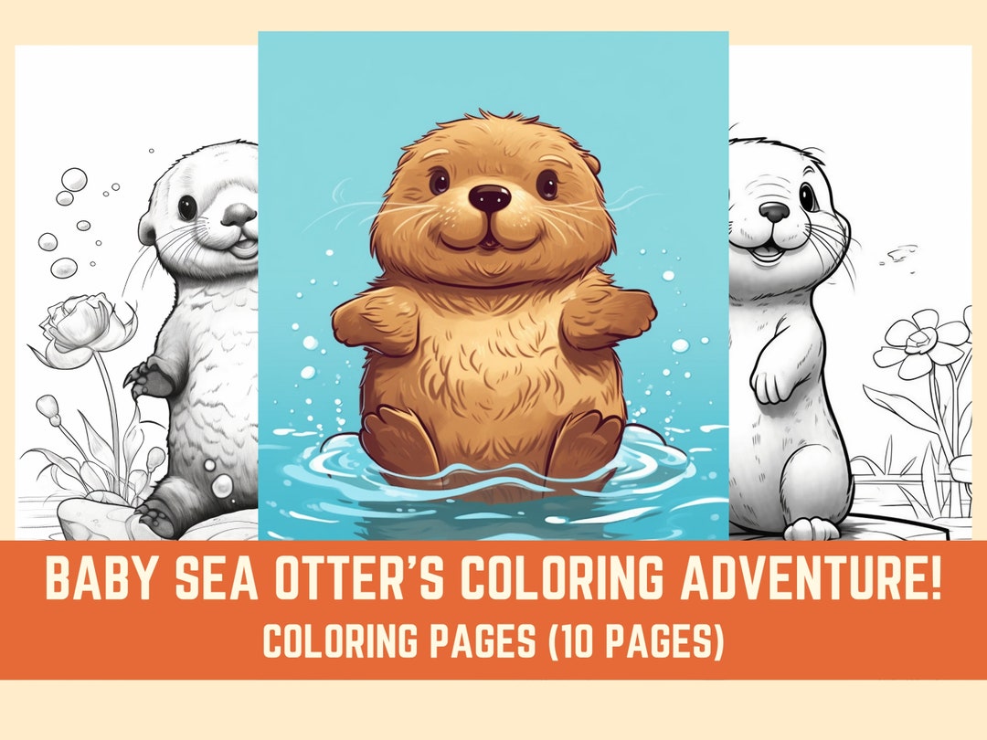 Baby Sea Otter Coloring Pages for Kids Get Your Kids Excited Etsy
