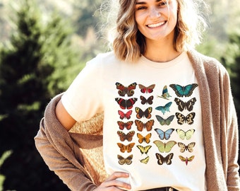 Butterflies T shirt ~Butterflies~ Retro Aesthetic ~ Vintage Style ~ 70s vibe ~ Fairycore ~ Cottagecore ~ Encyclopaedia T shirt