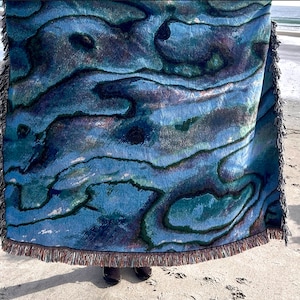 Paua Abalone Blanket ~ Mermaidcore blanket ~ Gift for ocean lover ~ Mother of Pearl blanket ~ Jacquard Woven Blanket ~ Shell Lover