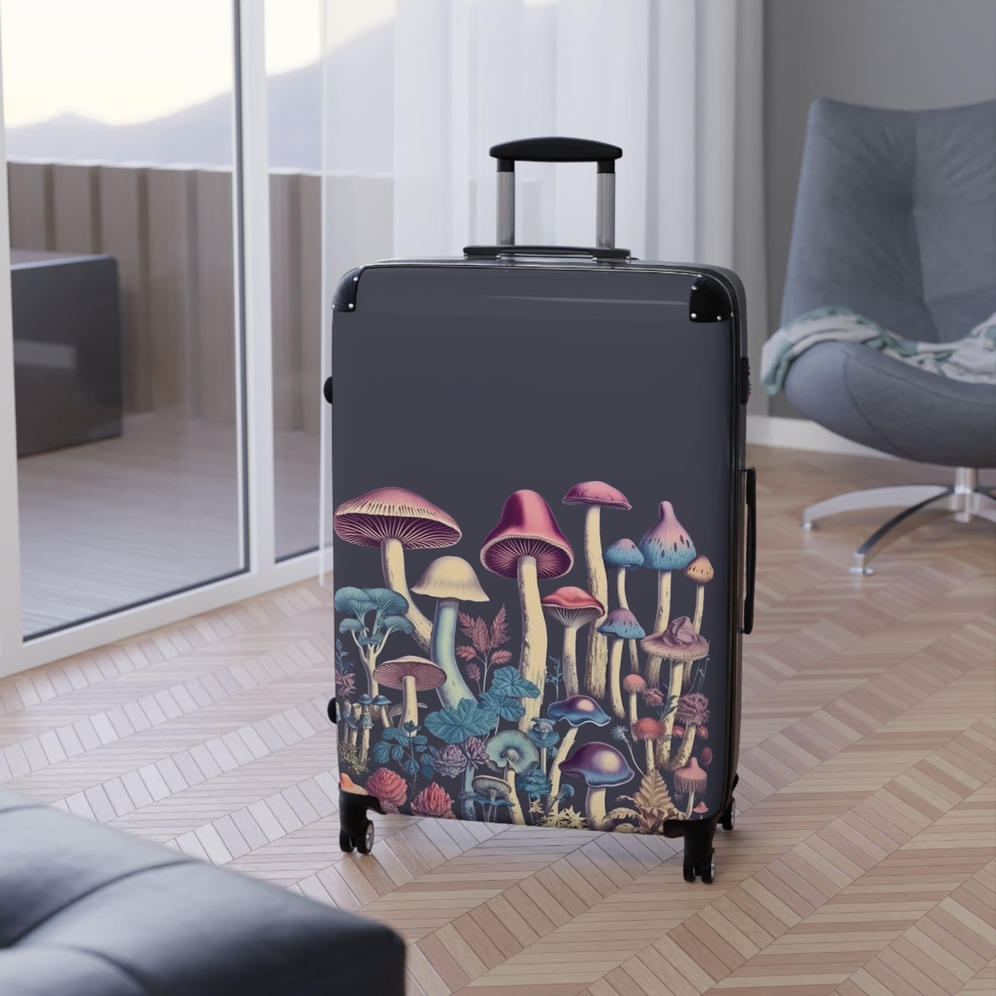 Purple Lover Suitcase, Gift for mushroom lover