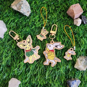 Kingdom Come: Deliverance Hans Capon and Henry of Skalitz Rabbit Wooden Keychains/Phone Charms