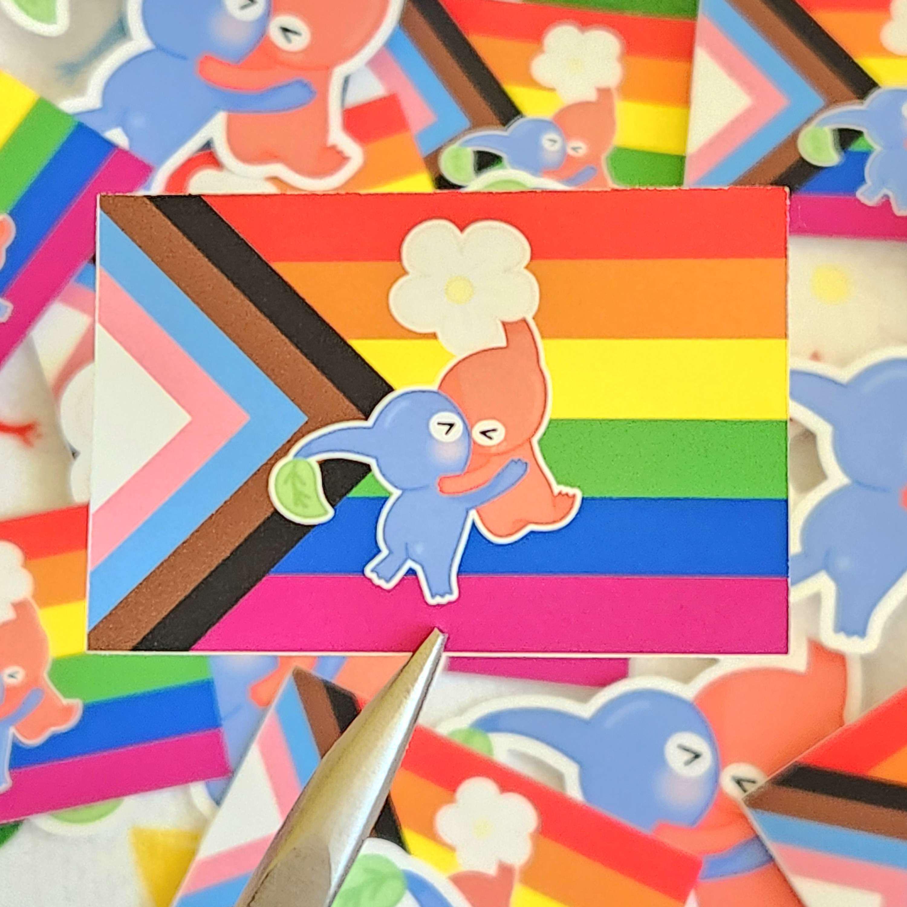 Pikmin Making Out Pride Flag Sticker