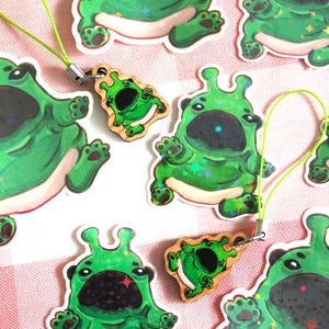Alien Pug Holographic Sticker and Phone Charm