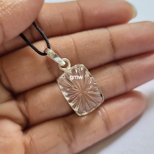 Carved Rock Crystal Quartz Pendant Necklace: EMF Shielding, Natural Stone