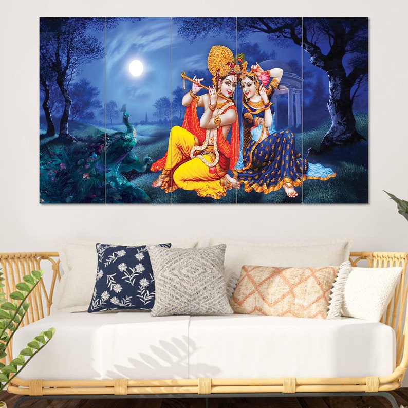 Set of Five Radha Krishna Framed Wall Painting for Home Decoration ...
