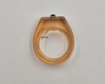 Handgemachte Citrin Quarz Hand geschnitzt & natürliche Malachit Ring: Polierter Edelstein Statement Ring
