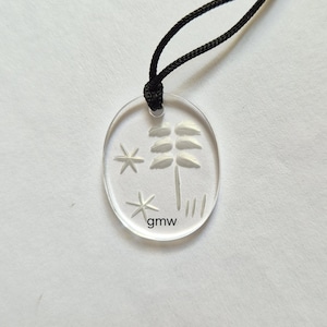 Hand Engraved Rock Crystal Quartz Intaglio Pendant: Gem Carving