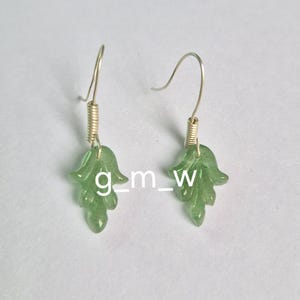 Green Aventurine Leaf Earrings: Gemstone Carved Dangle, Handmade