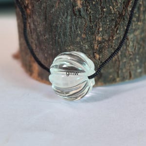 Carved Rock Crystal Quartz Pendant Necklace: EMF Shielding