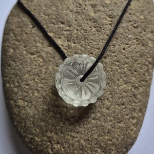 Frosted Rock Crystal Quartz Carving Pendant Necklace: Natural Energy Balancing