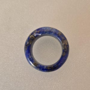 Hand Carved Lapis Lazuli Gemstone Ring: Polished Stone