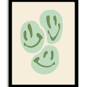 Green smiley face poster