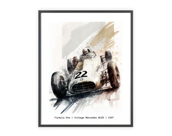 Vintage Mercedes | Mercedes W125 | 1937 | Digitaldruck | Hohe Qualität | Vintage | Vintage Formel 1 | F1 Auto Kunst | Kunst | Geschenk