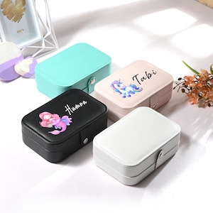 Personalized Leather Two-Tier Travel Jewelry Box,Name Jewelry Box for Her,Travel Jewelry Case for Women, Bridesmaid,Christmas & Holiday Gift