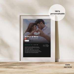 Affiche couple personnalisée - affiche série personnalisée "Netflix" couple avec photo - cadeau personnalisé Saint Valentin