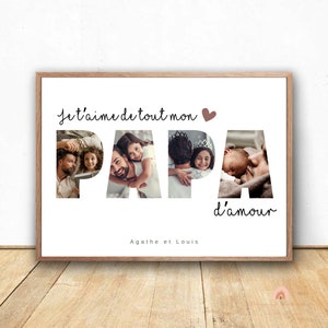 Affiche papa avec photos personnalisées , idée cadeau papa - collage photos papa pour la fête des pères