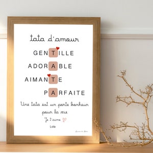 Affiche Tata personnalisée, cadeau pour tata