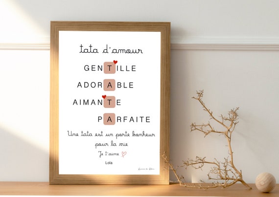 Affiche Tata personnalisée, cadeau pour tata -  France