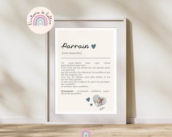 Póster personalizado con foto sobre la definición del padrino - Póster con la definición del padrino - Regalo para el padrino - Bautismo