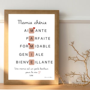 Affiche Mamie personnalisée , cadeau fête des grands mères , cadeau pour mamie