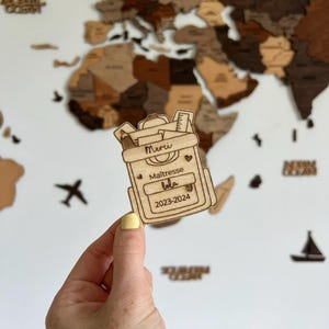 Magnet cartable personnalisé "merci maîtresse" en bois – cadeau maîtresse de fin d’année - idée cadeau institutrice - idée cadeau maître