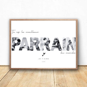 Cartel de padrino personalizado con fotos, regalo de bautismo, souvenirs de padrino, texto y fotos personalizables, idea de regalo de padrino imagen 2