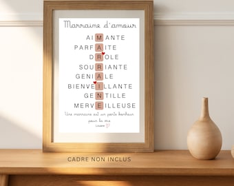 Cartel personalizado de madrina, regalo de madrina, bautismo, madrina amorosa, madrina querida