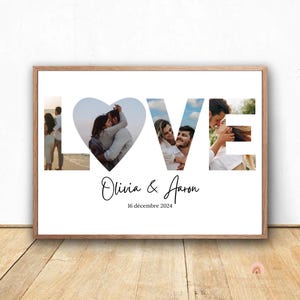 Cartel de AMOR personalizado con fotos - cartel de pareja - regalo de San Valentín - collage de fotos de pareja