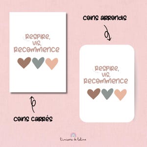 Carte ou Affiche "Respire, vis, recommence" - Message inspirant et motivant - affirmation positive sur la vie image 5