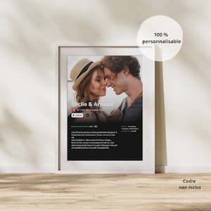 Affiche couple personnalisée - affiche film ou série personnalisée "Netflix" couple avec photo - cadeau personnalisé Saint Valentin
