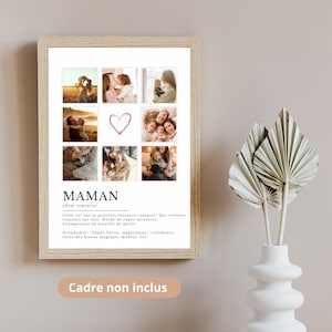 Affiche maman personnalisée avec photos , cadeau fête des mères, affiche maman définition, cadeau pour maman