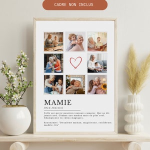 Affiche mamie personnalisée avec photos , cadeau fête des grands mères , affiche mamie définition, cadeau pour grand-mère