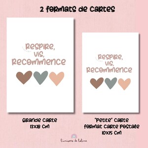 Carte ou Affiche "Respire, vis, recommence" - Message inspirant et motivant - affirmation positive sur la vie image 4