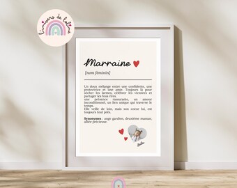 Póster personalizado con foto sobre la definición de madrina - Póster con la definición de madrina - Regalo para madrina