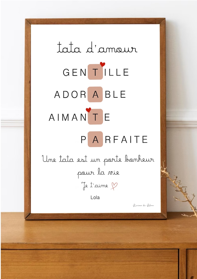 Affiche Tata personnalisée, cadeau pour tata image 2