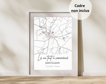 Personalized couple poster - meeting place map poster - city map poster - GPS poster - Minimalist city map poster