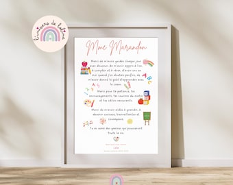 Personalized "thank you teacher" poster, teacher gift, teacher thank you, end of year gift