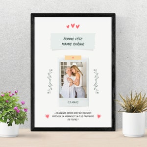 Affiche mamie personnalisée avec photos , cadeau fête des grands mères , affiche mamie, cadeau pour grand-mère