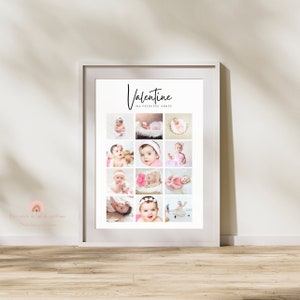 Póster fotográfico de mi primer año - 12 fotos - recuerdo del primer año del bebé - regalo 1er cumpleaños