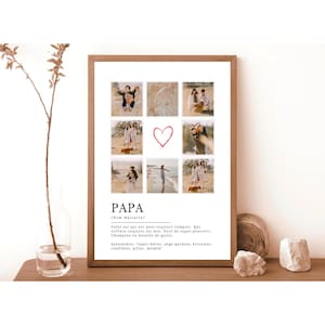 Affiche Papa personnalisée avec photos , cadeau fête des pères, affiche papa définition, cadeau pour papa