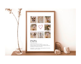 Personalisiertes Papa-Poster mit Fotos, Vatertagsgeschenk, Papa-Definitionsposter, Geschenk für Papa