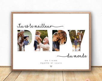 Grandpa poster with personalized photos, grandpa gift idea - grandpa photo collage for Grandfathers' Day
