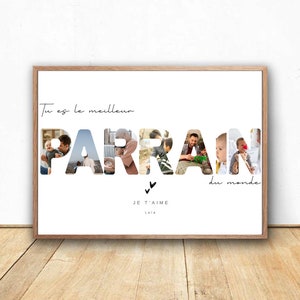 Cartel de padrino personalizado con fotos, regalo de bautismo, souvenirs de padrino, texto y fotos personalizables, idea de regalo de padrino imagen 1