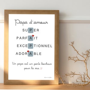 Affiche Papa personnalisée , cadeau fête des pères , cadeau pour papa